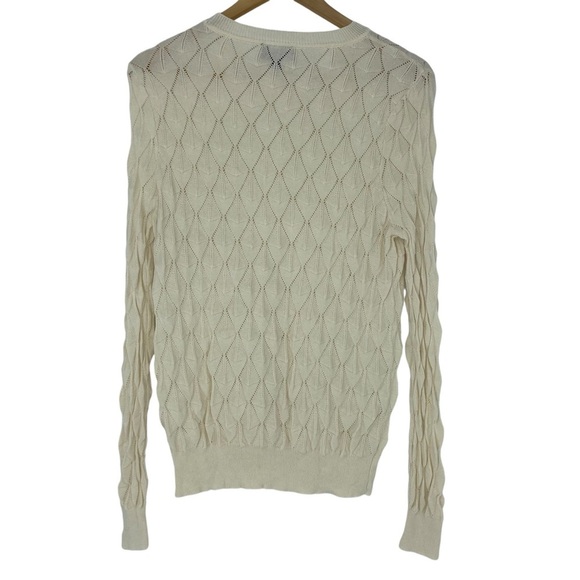 ModCloth Women Looking Lively Geometric Pattern Sweater Size S Ivory - Picture 4 of 13